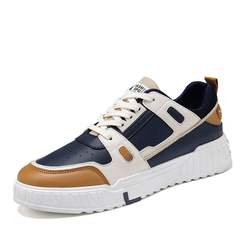Damen Sneaker, blau-weiß-braun, Leder, sportlich, modisch, bequem, Freizeit, rutschfest.