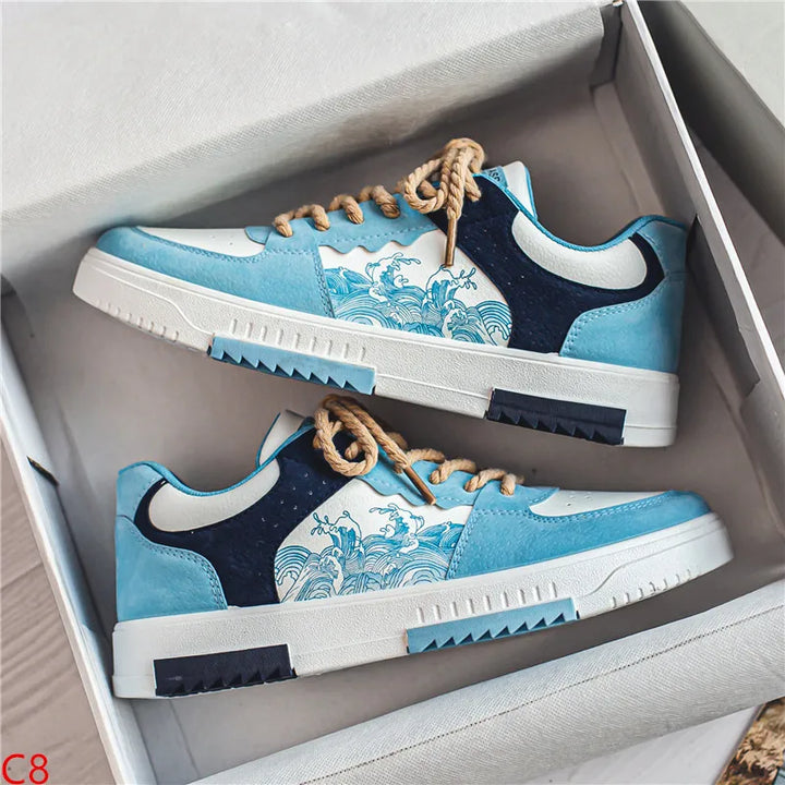 Herren Sneaker, blau-weiß, atmungsaktiv, koreanischer Stil, lässig, verschleißfest.
