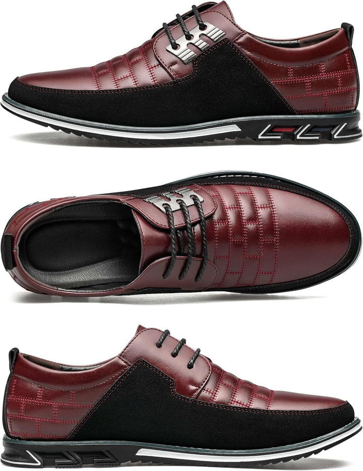 Herren-Ledersneaker, rot-schwarz, rutschfest, atmungsaktiv, modisch, Freizeit.