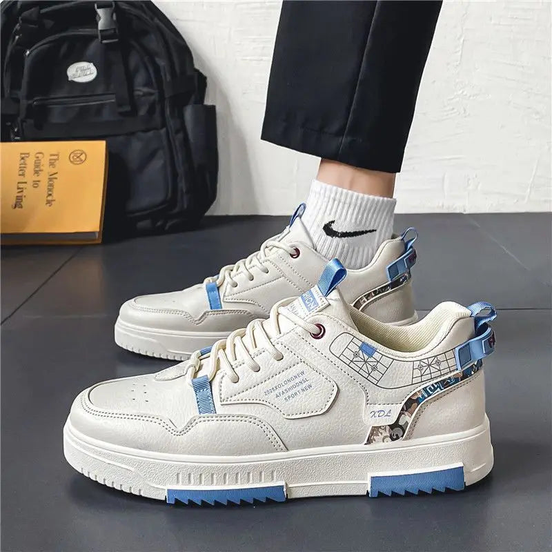 Weiße Herren-Sneaker, atmungsaktiv, vielseitig, modisch, rutschfest, Freizeit, koreanischer Stil.