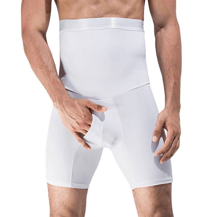 Männer Shapewear Shorts, weiß, nahtlos, Bauchkontrolle, elastisch, figurformend.