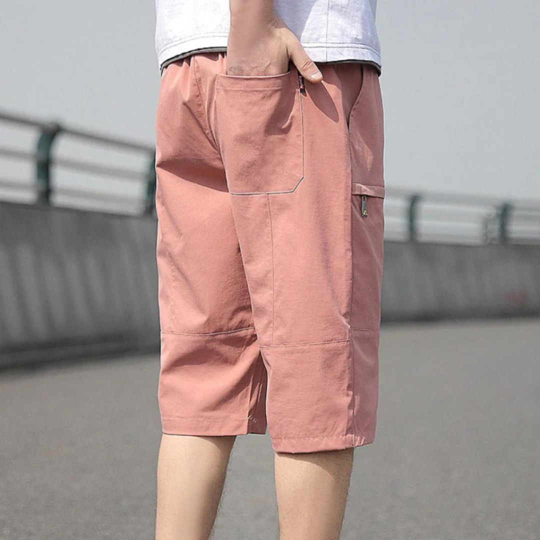 Männer rosa Cargoshorts, Baumwolle, seitliche Taschen, lässig, Sommermode, Outdoor-Bekleidung
