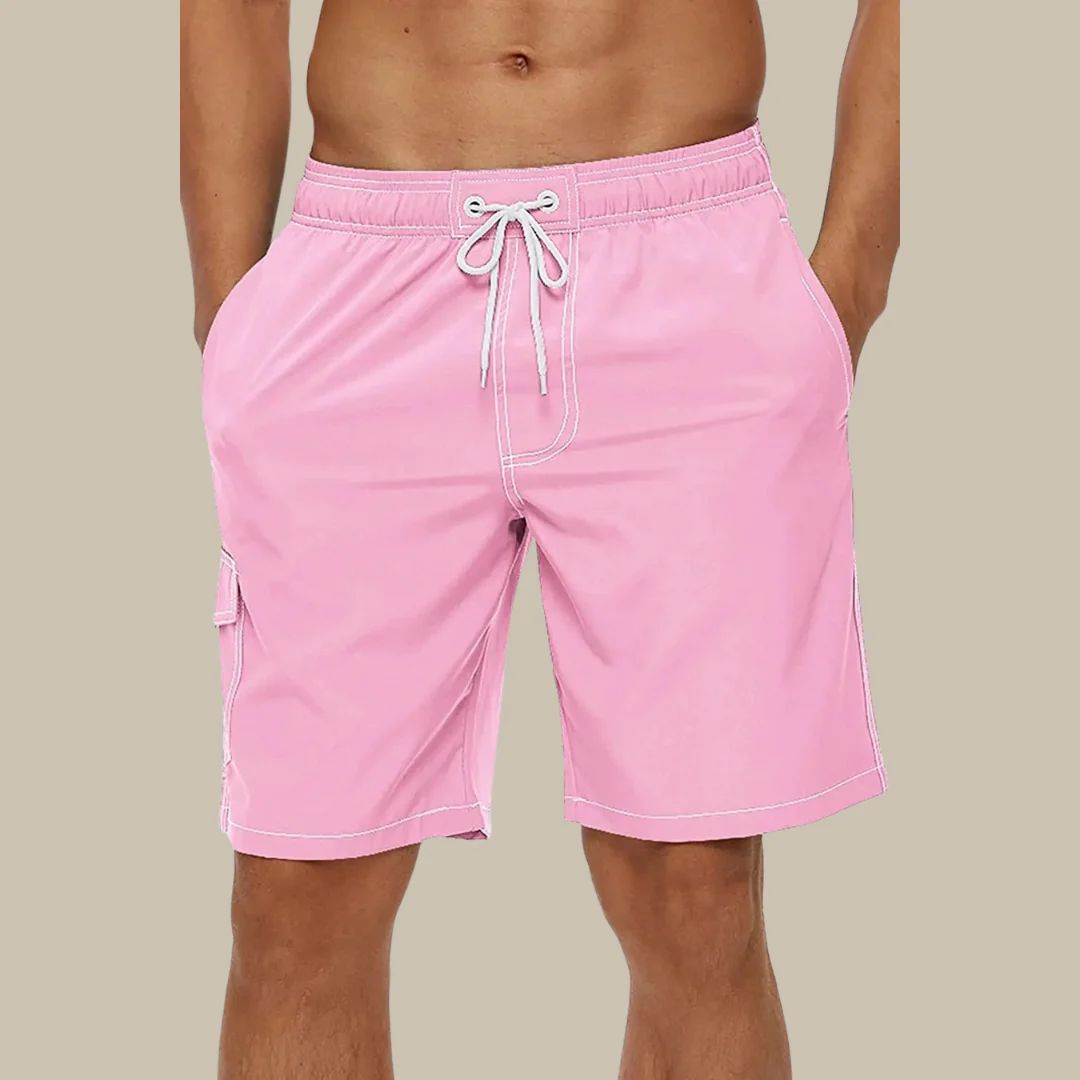 Männer Badehose rosa, Kordelzug, Taschen, Sommermode, Strandbekleidung, Herren Shorts.