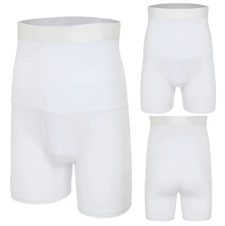 Weiße Herren-Miederhose, nahtlos, elastisch, formend, Unterwäsche für Männer.