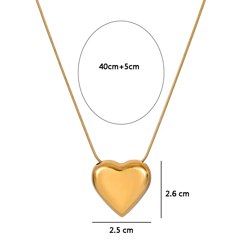 Goldene Herz-Halskette, 40+5 cm, 2,5 x 2,6 cm, elegantes Schmuckstück, Damenaccessoire.