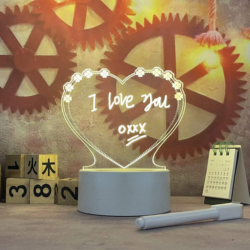 Herzförmige LED-Lampe mit "I love you"-Schriftzug, romantische Dekoration, warmweißes Licht.