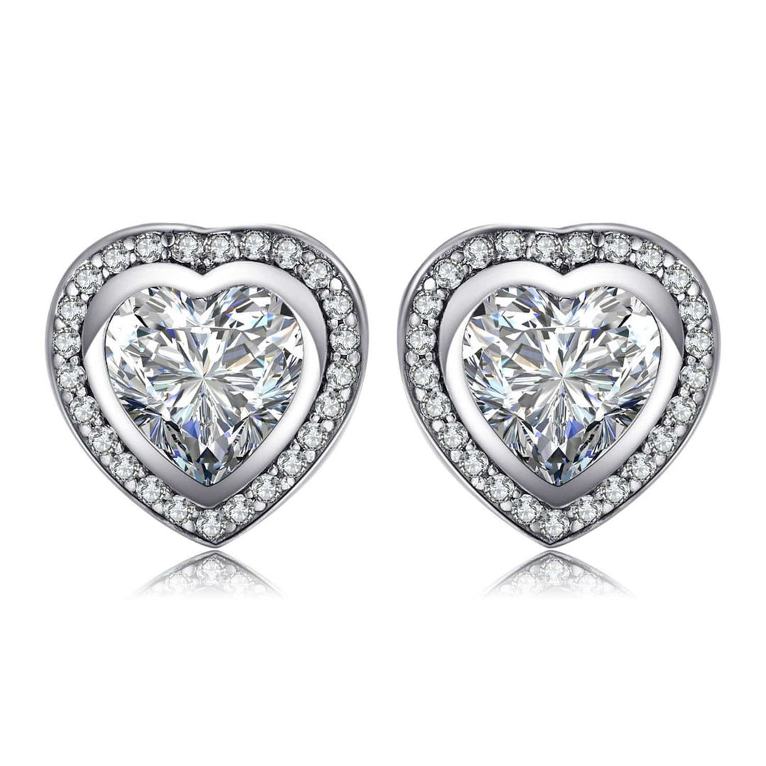Herz Zirkonia Ohrringe, 925 Sterling Silber, funkelnd, elegantes Schmuckdesign, Damen Accessoire.