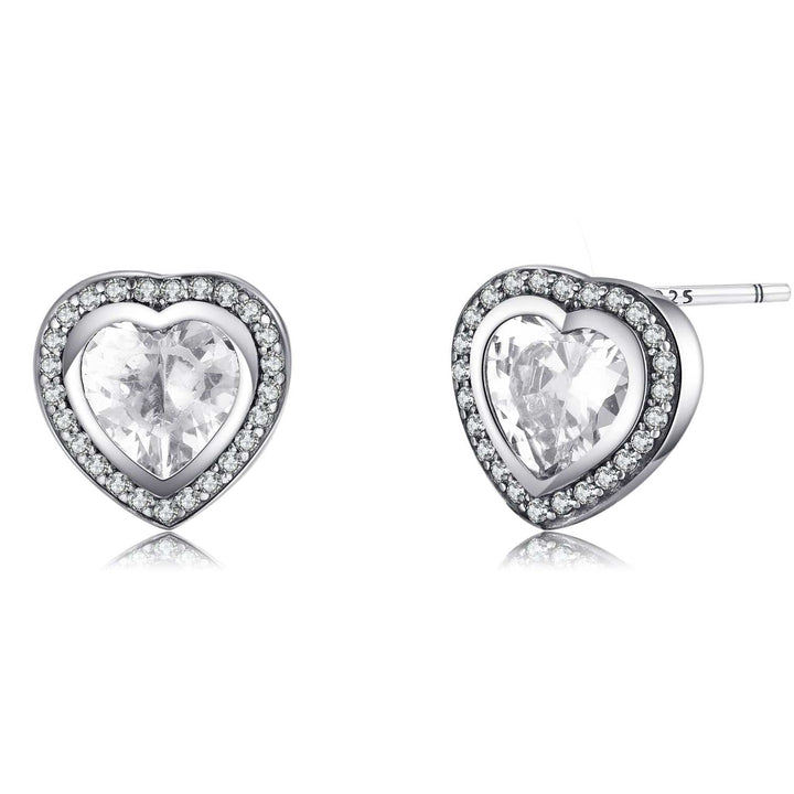 Herz Zirkonia Ohrringe, 925 Sterling Silber, funkelnd, elegantes Schmuckdesign.