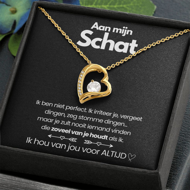 Goldenes Herz-Halskette mit Zirkonia in Geschenkbox, romantisches Schmuckgeschenk für Partner.