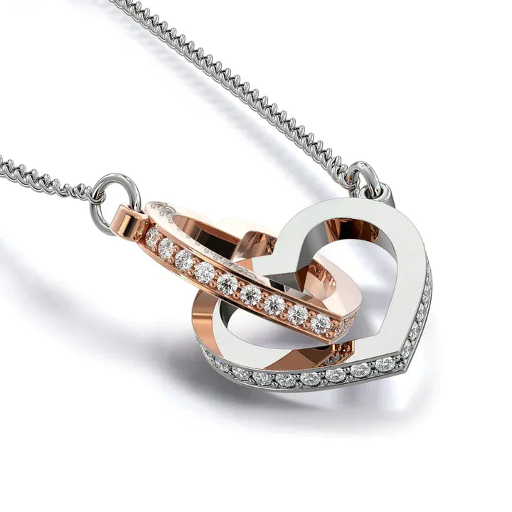 Herzanhänger Halskette, zweifarbig, mit Zirkonia, Geschenk für Enkelin, Schmuck für Frauen.
