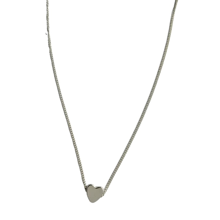 Silberne Herz-Halskette, minimalistisches Design, Damen-Schmuck, elegantes Accessoire.