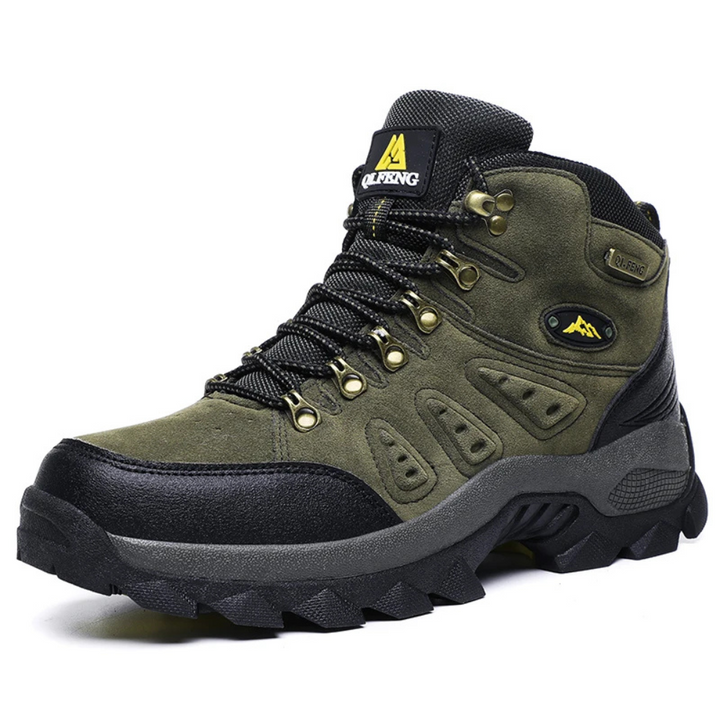 Grüner Wanderschuh, wasserdicht, robust, Outdoor, Herren, rutschfeste Sohle, Trekking.