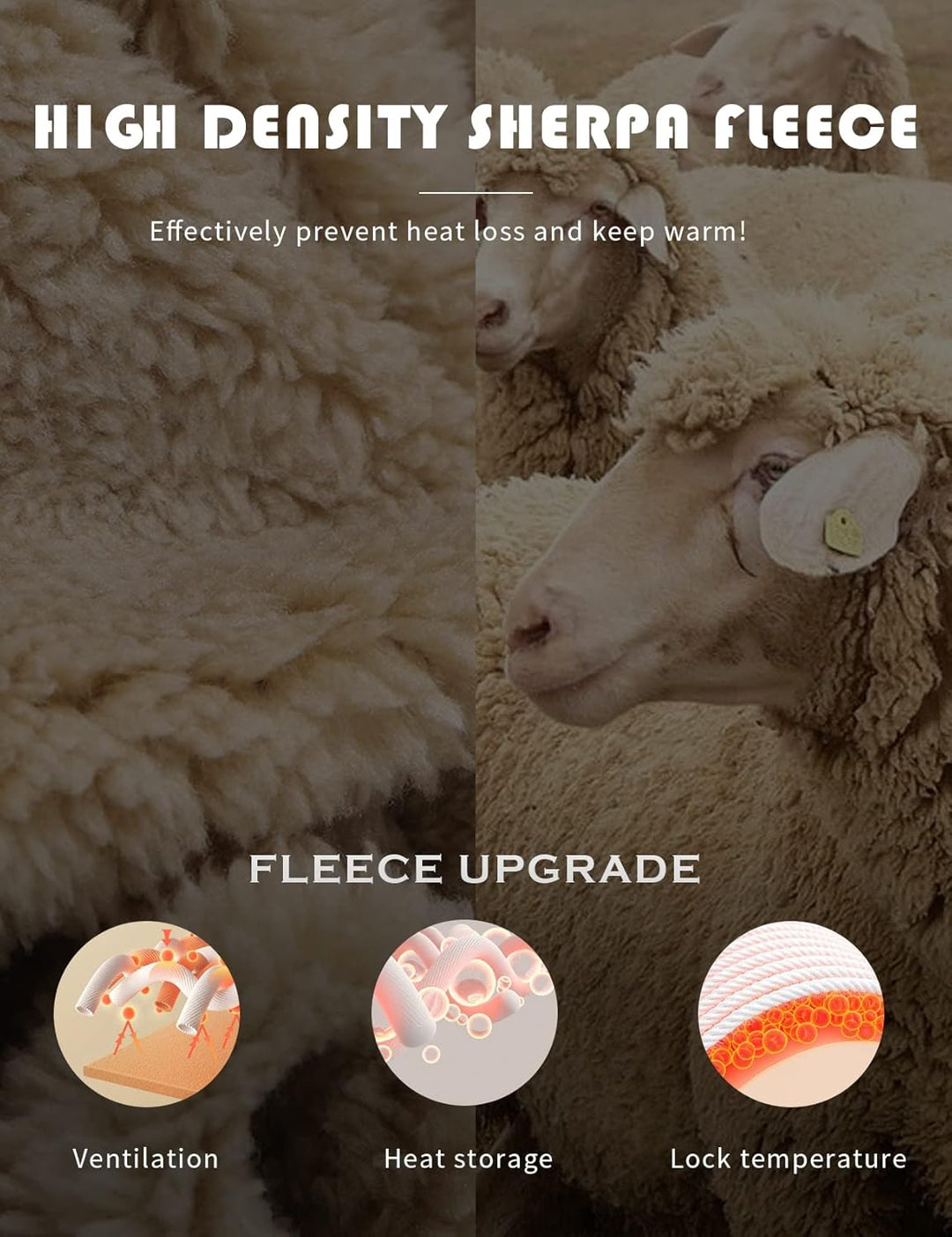 Hochdichte Sherpa-Fleece-Decke, beige, wärmespeichernd, atmungsaktiv, temperaturregulierend.