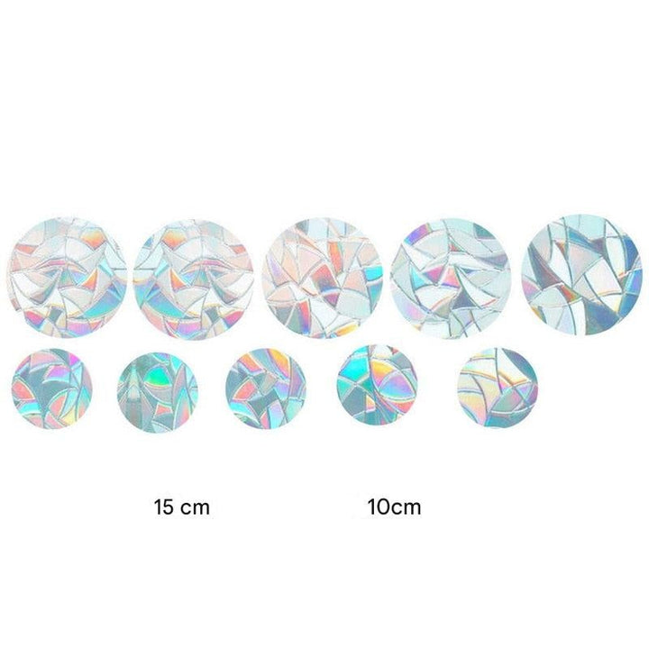 Holografische runde Aufkleber, 10-15 cm, reflektierend, geometrisches Muster, DIY-Dekoration.