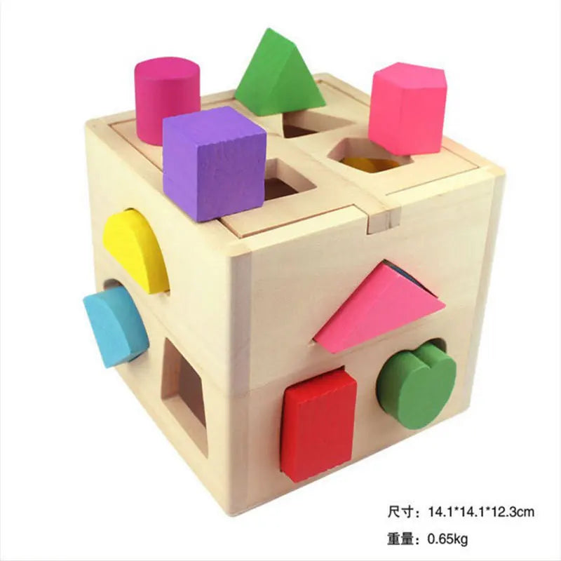 Holzspielzeug Formensortierer, bunte geometrische Blöcke, pädagogisches Babyspielzeug