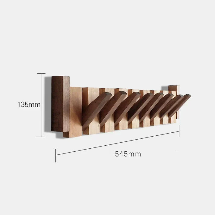 Moderner Holz-Wandhaken, 8 Haken, 545mm, platzsparend, stilvoll, für Flur oder Büro.