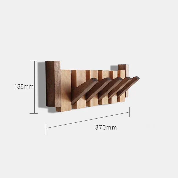 Holz-Wandgarderobe mit fünf Haken, 370x135mm, modernes Design, platzsparend, für Flur.
