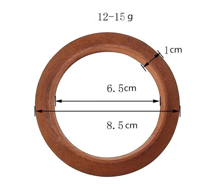 Brauner Holzring, 8,5 cm Durchmesser, 1 cm dick, ideal für DIY-Projekte und Dekoration.