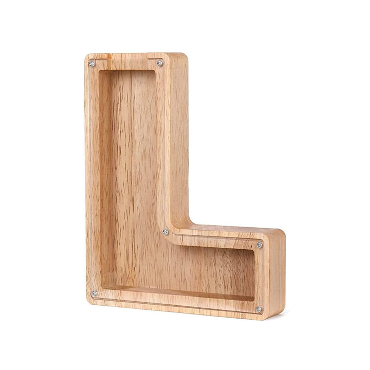 Holzbuchstabe L, natur, dekorativ, aus Holz, ideal für Wanddekoration oder Regal.