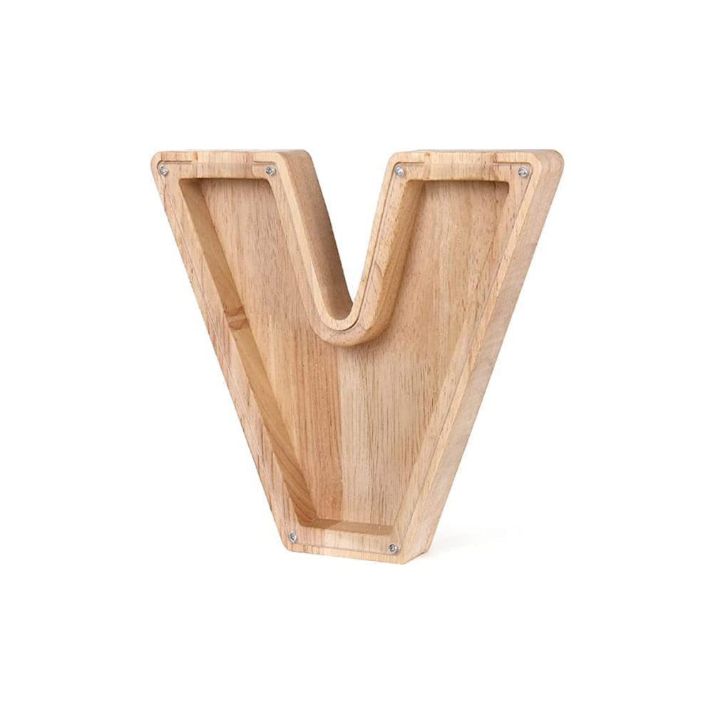Holzbuchstabe V, natur, Dekoration, Wandmontage, rustikaler Stil, 3D-Design