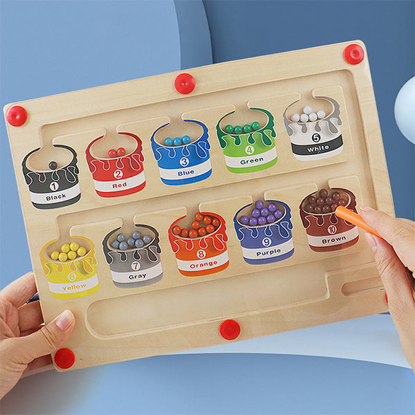 Holzspielzeug Farbzuordnung, Lernspiel, bunte Kugeln, pädagogisch, Kinder, Montessori.