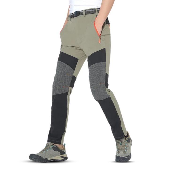 Wanderhose Herren, olivgrün, schwarz, Outdoor, wasserdicht, atmungsaktiv, mit Taschen.