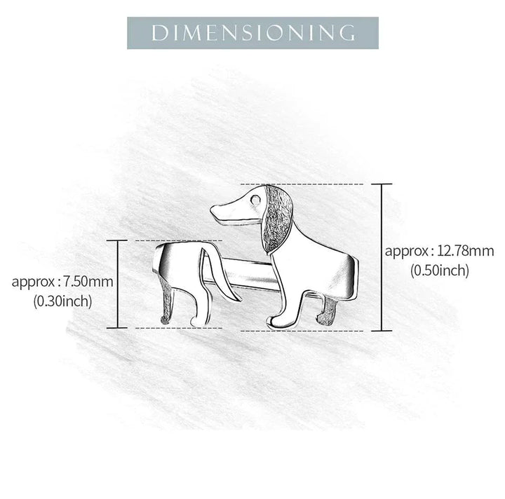 Silberner Dackel-Hundering, Schmuck, 7.5mm x 12.78mm, elegantes Design, Geschenkidee.