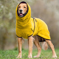 Gelber Hundebademantel, Frottee, Kapuze, Outdoor, Haustierpflege, wasserdicht, bequem.