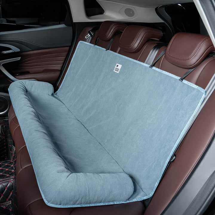 Blauer Hundebett-Autositzbezug, rutschfest, waschbar, für Rückbank, Autoschutz.