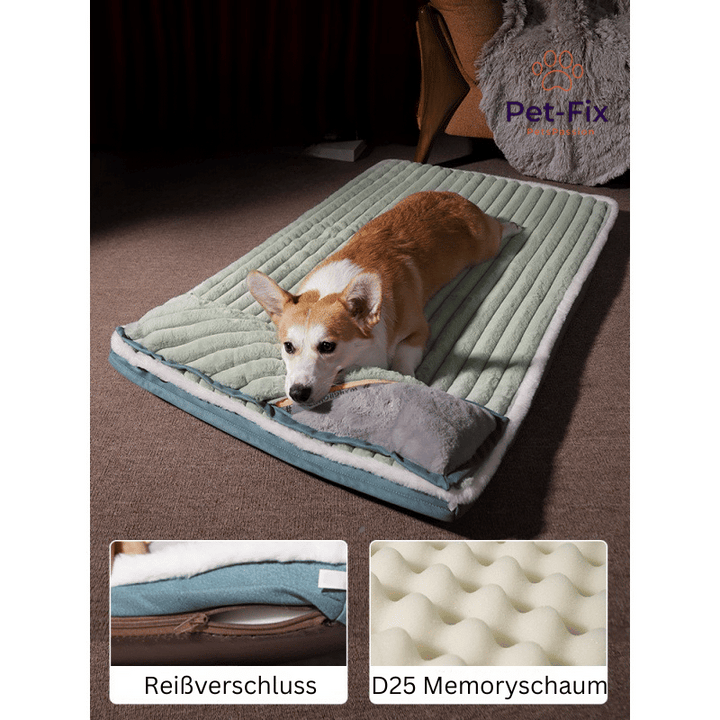 Hundebett mit D25 Memoryschaum, Reißverschluss, grün, bequem, orthopädisch, Haustierbett.