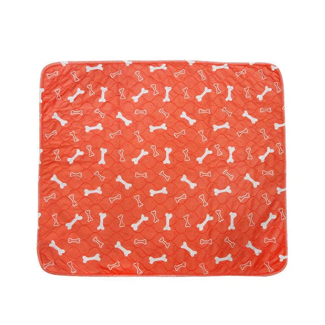 Orange Hundedecke mit Knochenmuster, waschbar, rutschfest, für Haustiere, 100x100 cm.
