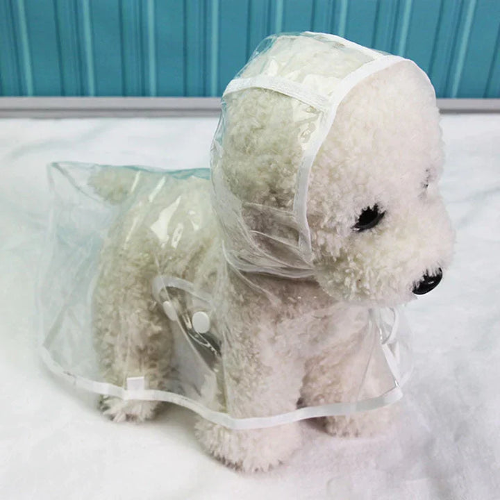 Plüschhund mit transparentem Regenmantel, wasserdicht, niedlich, Spielzeug, weiß, Kinderzimmer-Deko