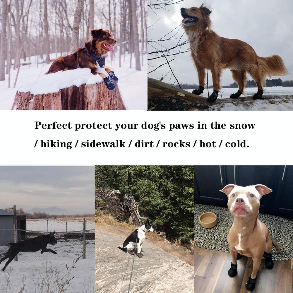 Hundeschuhe für Schnee, Wandern, Schmutz, Felsen, Schutz, wasserdicht, rutschfest, schwarz.