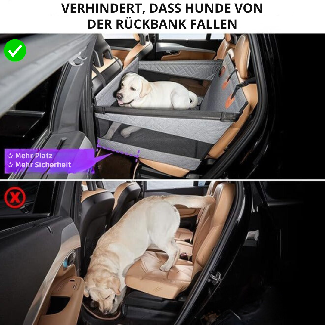 Hundesitzbezug Auto, schwarz, schützt Rückbank, mehr Platz und Sicherheit für Hunde.