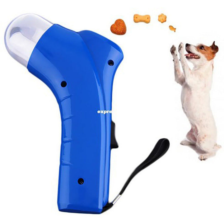 Blauer Hundefutterwerfer, interaktives Spielzeug, Leckerli-Schleuder, Hundetraining, Kunststoff.