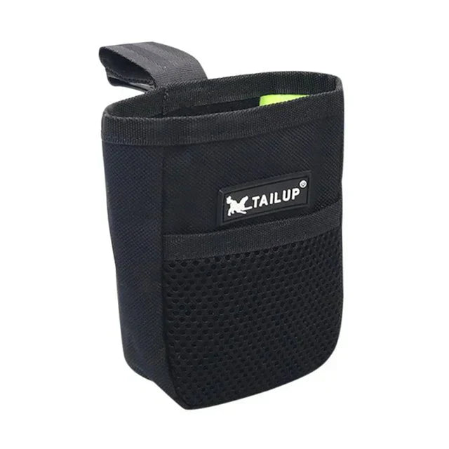 Schwarze Hundetraining Leckerli-Tasche, robustes Nylon, mit Netzfach, ideal für Agility.