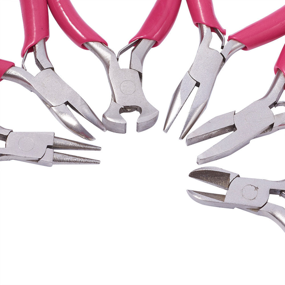 Rosa Schmuckzangen-Set aus Metall, ideal für Schmuckherstellung und Handwerk.