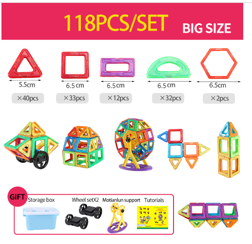 Magnetické konstrukční bloky pro děti – naučná hra se 118/148 díly