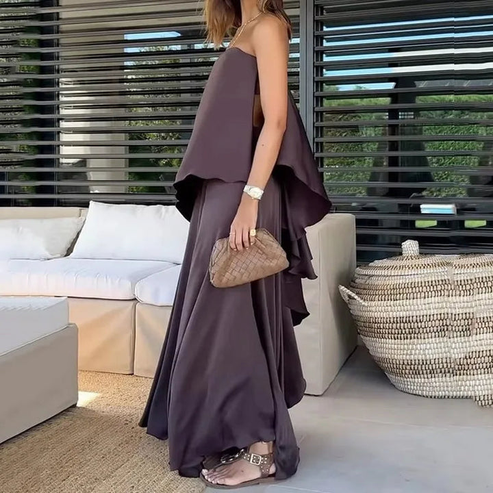 Dvoudílná souprava bez ramínek s blůzou a maxi sukní pro ženy - Jolina