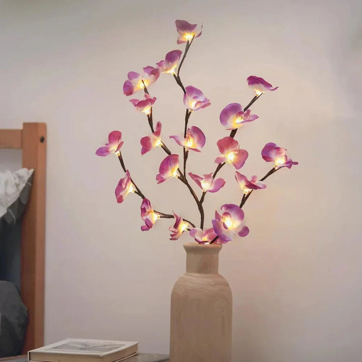 LED-Blumenlampe in Vase, rosa Orchideen, dekorative Beleuchtung, Schlafzimmer-Dekor.