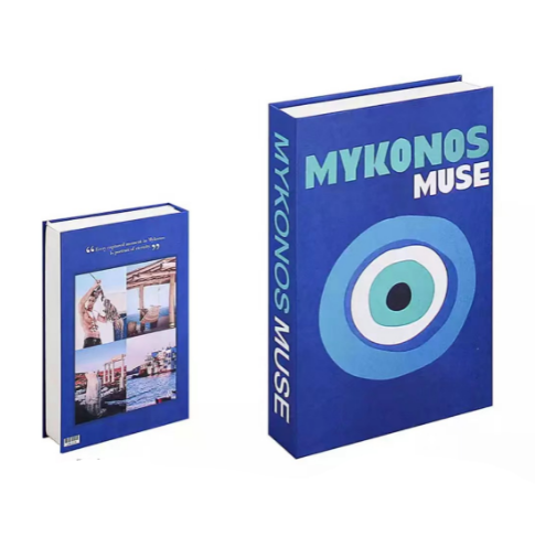 Blaues Buch "Mykonos Muse", Hardcover, dekorativ, griechisches Design, Kaffeetischbuch
