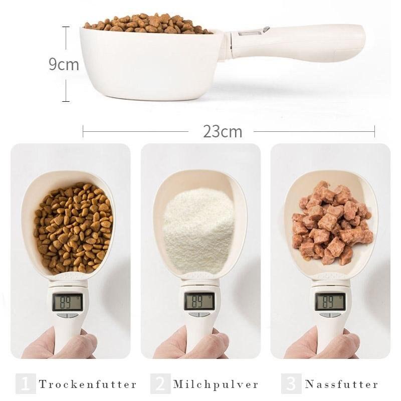 Tragbare 250ml Messlöffel mit LED-Display, ideal für Trockenfutter, Milchpulver, Nassfutter.