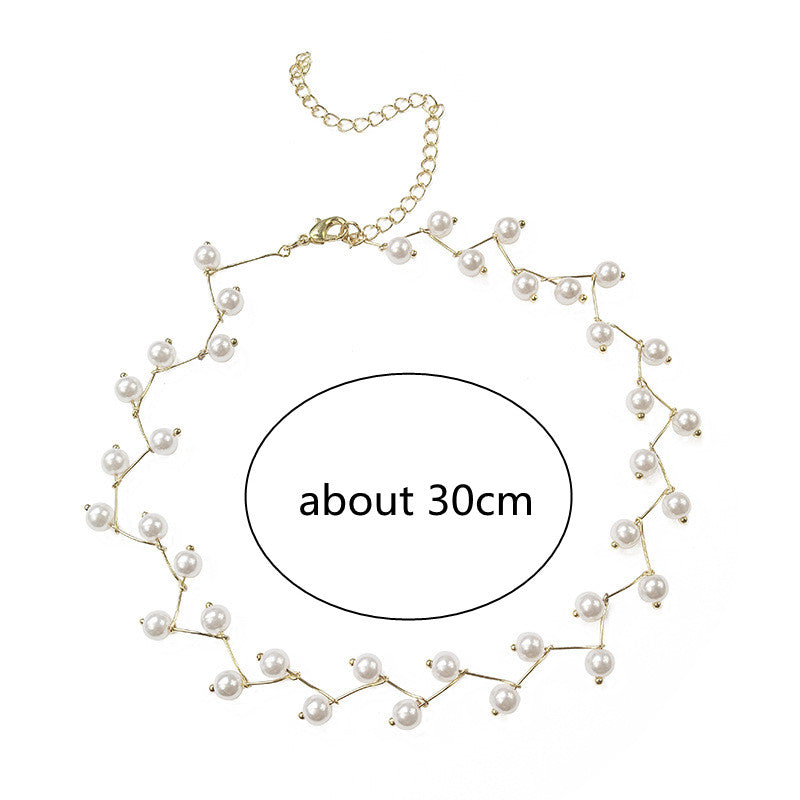 Koreanische Mode Imitation Perlen Choker Halskette, Damen Schmuck, ca. 30 cm, Party-Accessoire.
