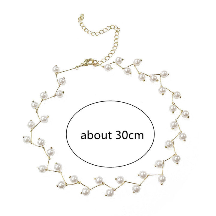 Koreanische Mode Imitation Perlen Choker Halskette, Damen Schmuck, ca. 30 cm, Party-Accessoire.