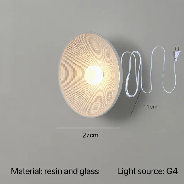 Japanische moderne Wandlampe, Harz und Glas, Vintage, Schlafzimmer, 27cm, G4 Lichtquelle.