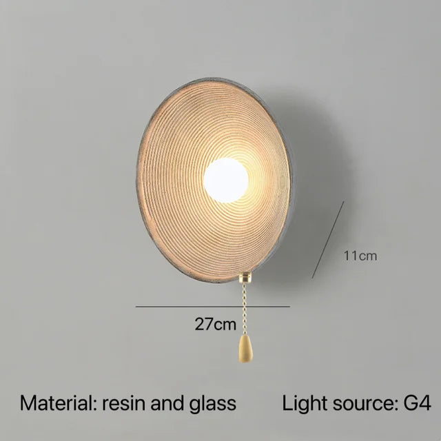 Japanische moderne Wandlampe, Harz und Glas, Vintage-Stil, Schlafzimmer, Wohnzimmer, G4 Licht.