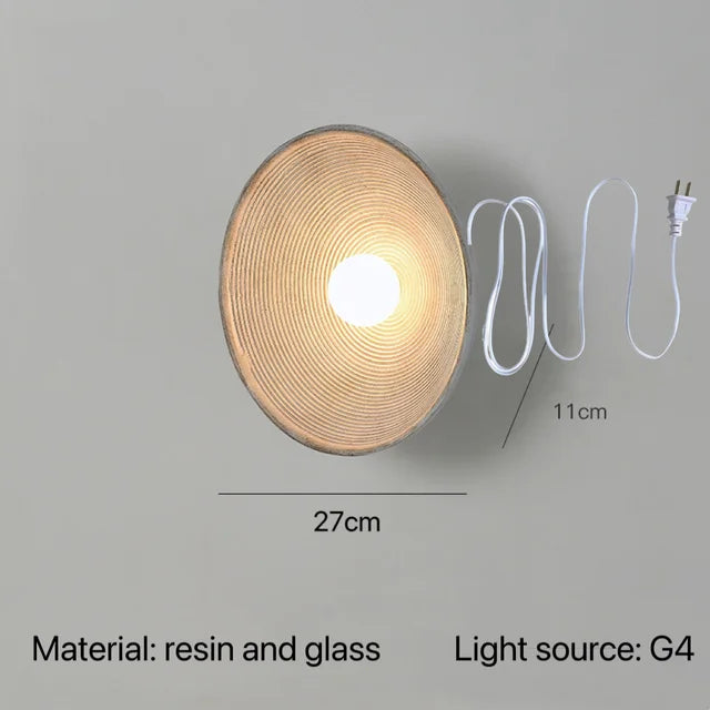 Japanische moderne Wandlampe, Harz und Glas, Vintage, Schlafzimmer, Wohnzimmer, G4 Lichtquelle.