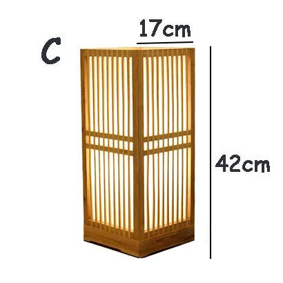 Japanische Tischlampe aus Holz, 42cm hoch, Zen-Stil, warmes Licht, Schlafzimmer-Dekor.