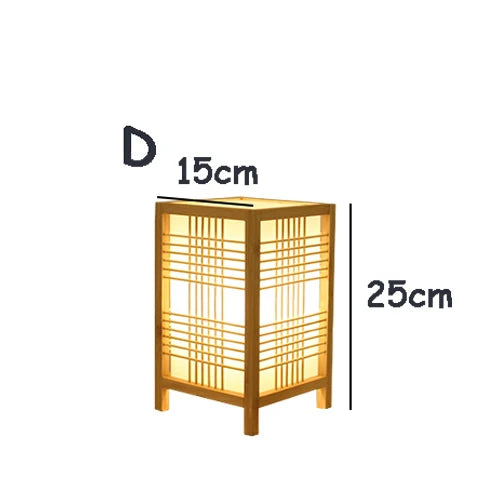 Japanische Tischlampe aus Holz, 25cm hoch, warmes Licht, ideal für Zen- und Tatami-Dekor.
