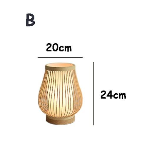 Japanische Tischlampe aus Holz, 20x24cm, warmes Licht, Zen-Stil, ideal für Schlafzimmer.